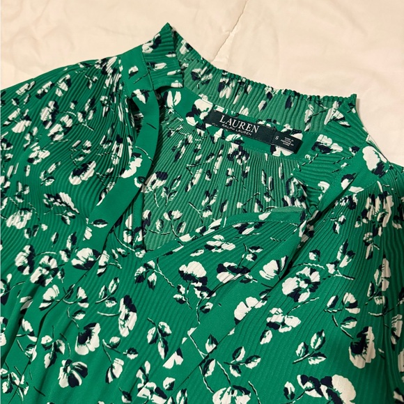 LAUREN Ralph Lauren Floral Print Tie Neck Georgette Top Woman’s Oversized Small - Picture 8 of 8